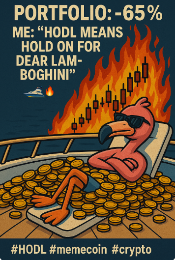 Portfolio: -65% Me: "HODL means Hold On for Dear Lamborghini" 🚤🔥 #HODL #memecoin #crypto