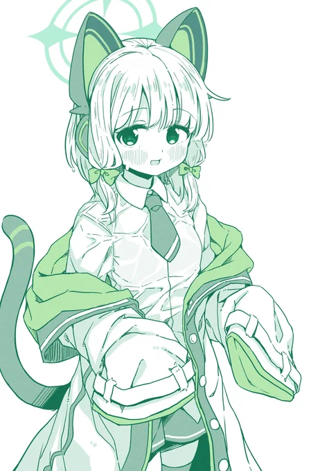 ジャケット着たまま外出たら汗かいちゃいました… 的なミドリちゃんラフ #ブルアカ