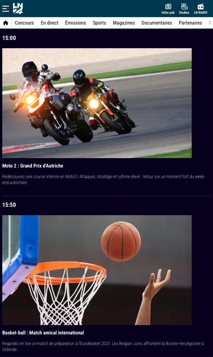 thomaspouilly's tweet image. Vu de France, la programmation de #LN24, la chaîne belge d'infos en continu, a déjà de quoi surprendre.

Pour rappel, en 2019, #BFMTV avait reçu une mise en demeure du CSA après avoir retransmis la finale de la ligue des champions. Une décision validée par le Conseil d'État.