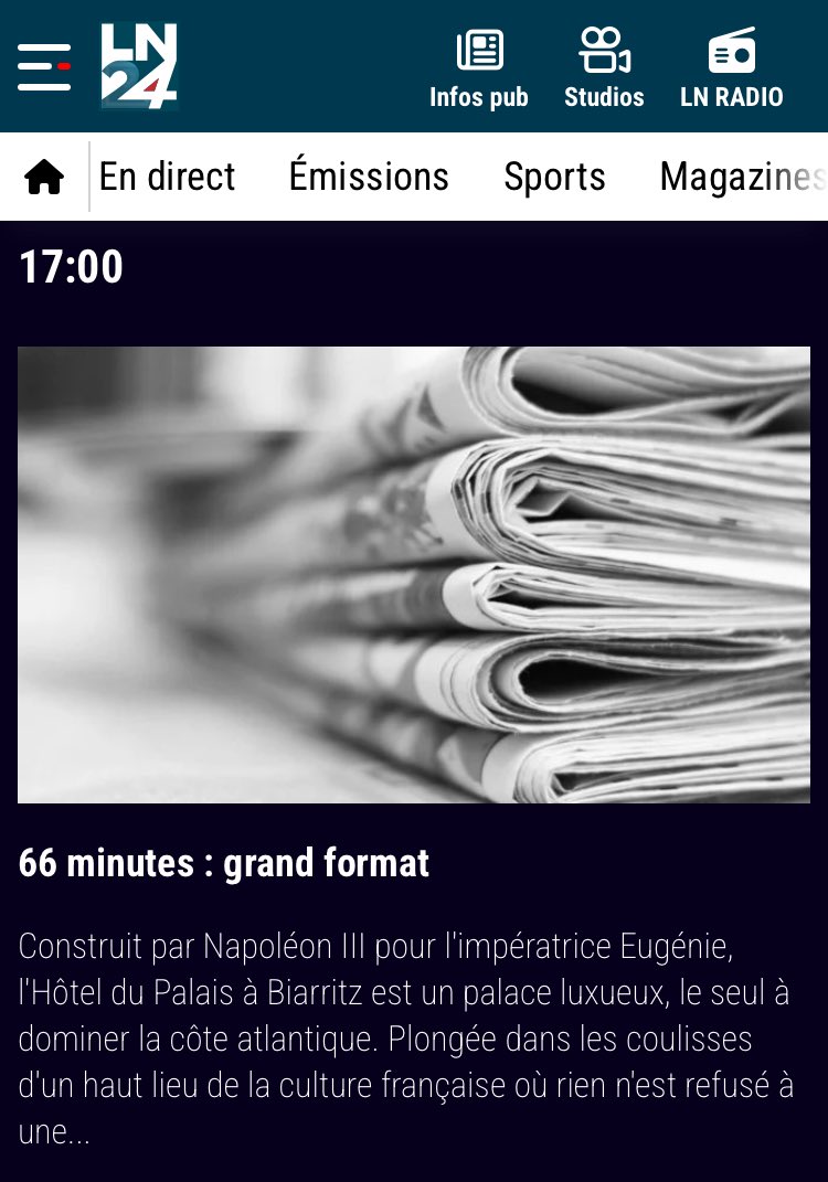 thomaspouilly's tweet image. Vu de France, la programmation de #LN24, la chaîne belge d'infos en continu, a déjà de quoi surprendre.

Pour rappel, en 2019, #BFMTV avait reçu une mise en demeure du CSA après avoir retransmis la finale de la ligue des champions. Une décision validée par le Conseil d'État.