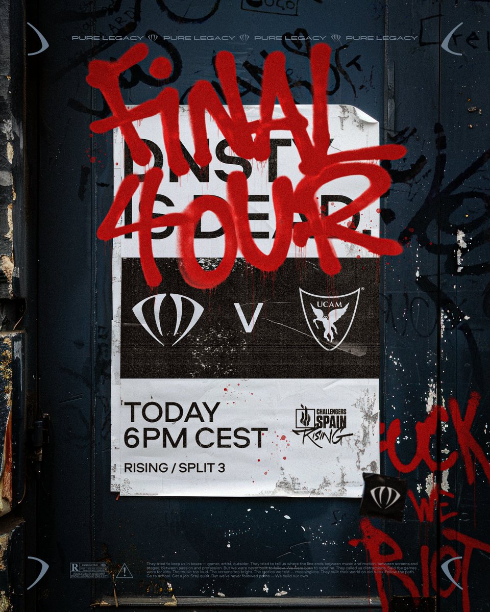 DNSTY (@dnstygg) on Twitter photo Back to business 💎
Today at 18:00 we fight <a href="/UCAM_esports/">UCAM Esports</a> to get the spot in the Grand Final against <a href="/MovistarKOIVAL/">Movistar KOI Valorant</a> 
#PureLegacy #RisingMediaMarkt #FuckWeRiot Back to business 💎
Today at 18:00 we fight <a href="/UCAM_esports/">UCAM Esports</a> to get the spot in the Grand Final against <a href="/MovistarKOIVAL/">Movistar KOI Valorant</a> 
#PureLegacy #RisingMediaMarkt #FuckWeRiot