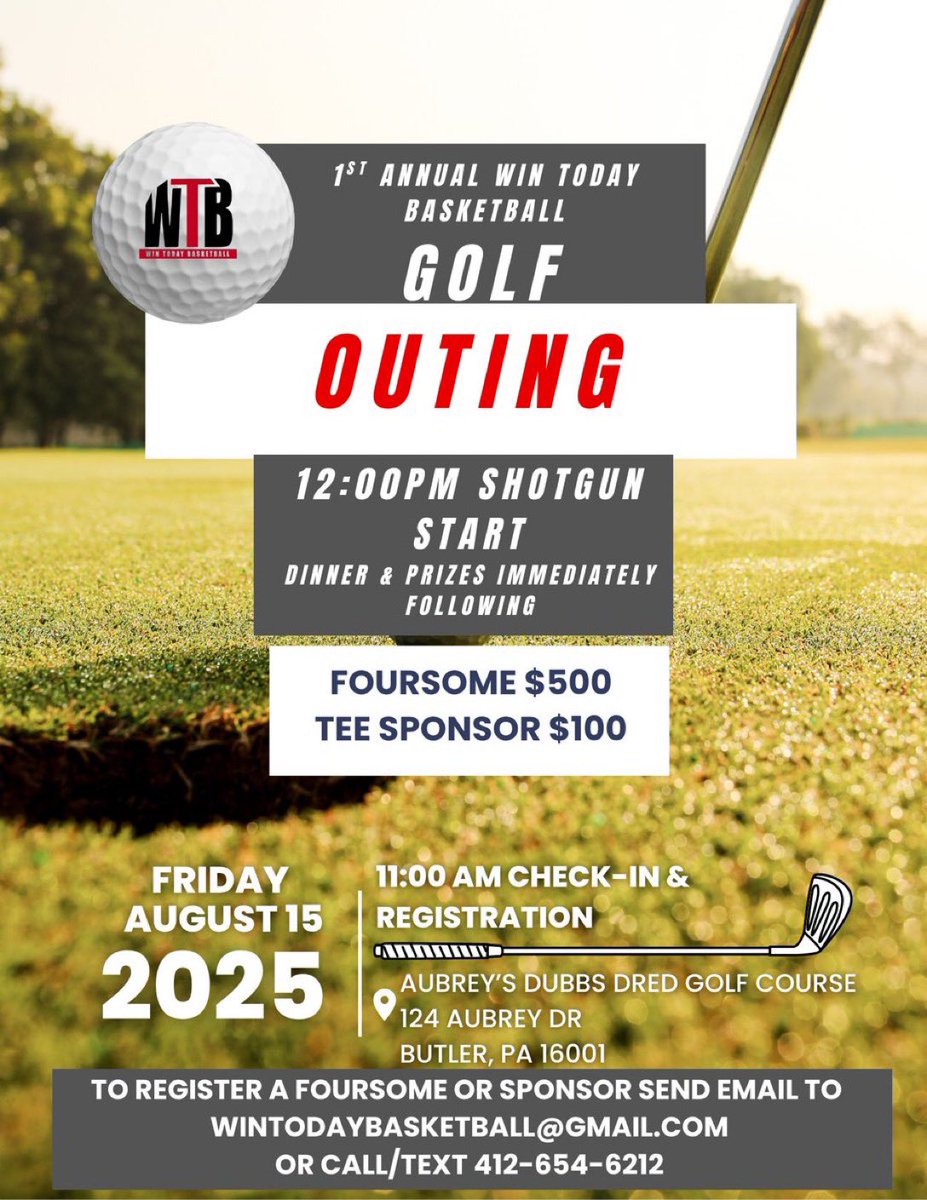Last chance to secure a spot in the 1st Annual Win Today Basketball Outing! Will be great day of golf and family ! #WIN #FAMILY