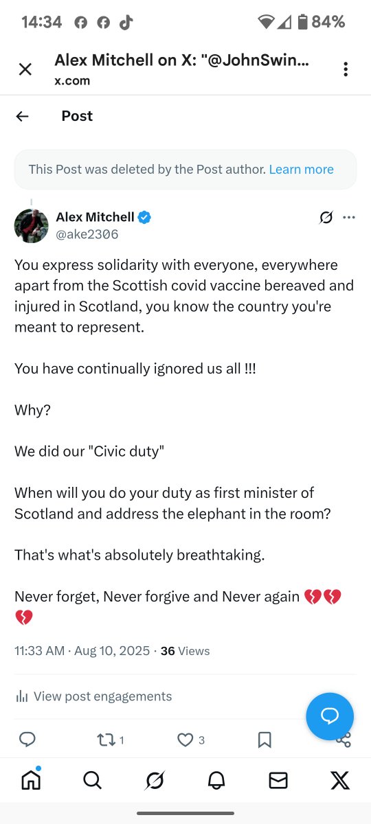 There you go expressing again solidarity with everyone, everywhere apart from the Scottish covid vaccine bereaved and injured in Scotland, you know the country you're meant to represent.

You have continually ignored us all !!!

Why?

We did our "Civic duty"

When will you do