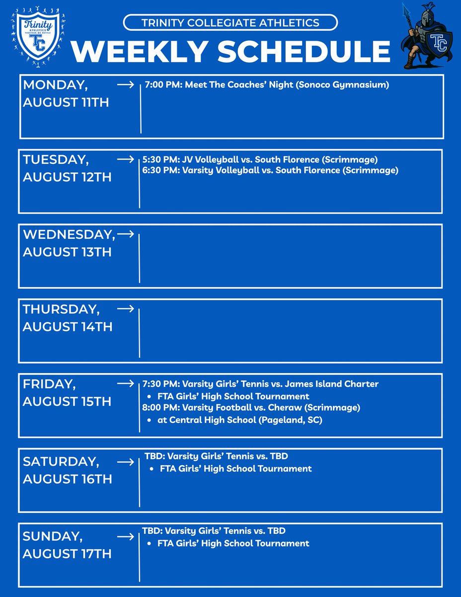 Volleyball and girls’ tennis join football in action this week as we head into the last week of the summer! #TogetherWeBattle