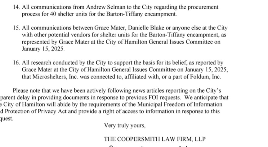 In the latest freedom of information request on the #HamOnt Microshelter fiasco, the law firm called out The City of Hamilton for ignoring other FOI requests.

We’ve become internationally known for our lack of transparency.