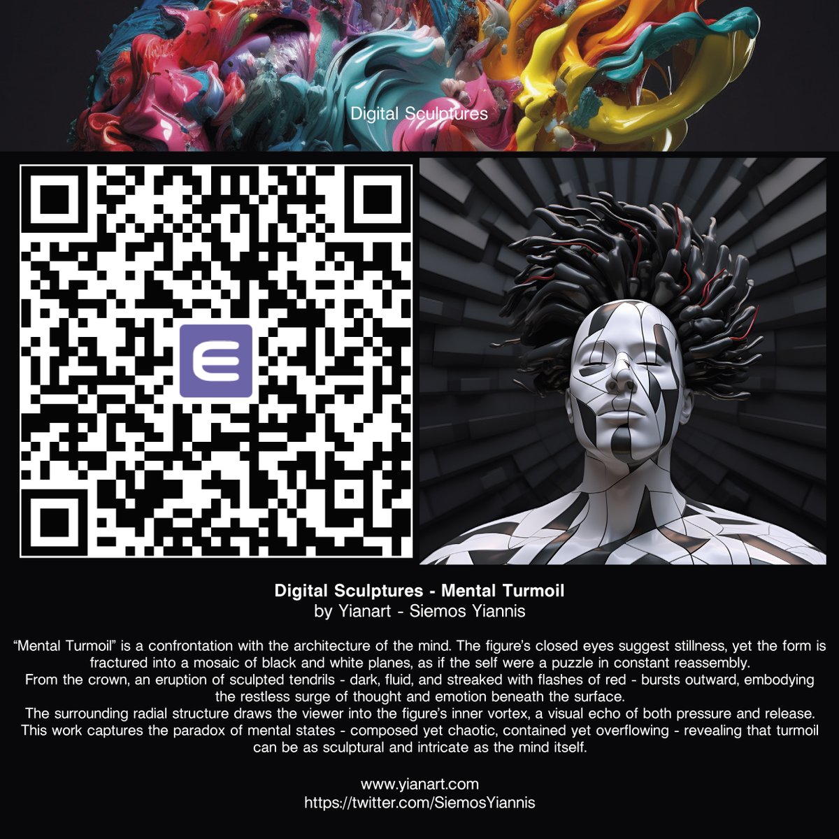 💥 Collection: Digital Sculptures
💥Artwork: Mental Turmoil
Total Supply: 350/ Beam Supply: 100

Claim Now!
nft.io/beam/claim/95f…

#nft #nftarts #nftartist #nftartists #nftartwork #nftartcollector #crypto #Cryptocurency #blockchain #digitalart #yianart #enjin