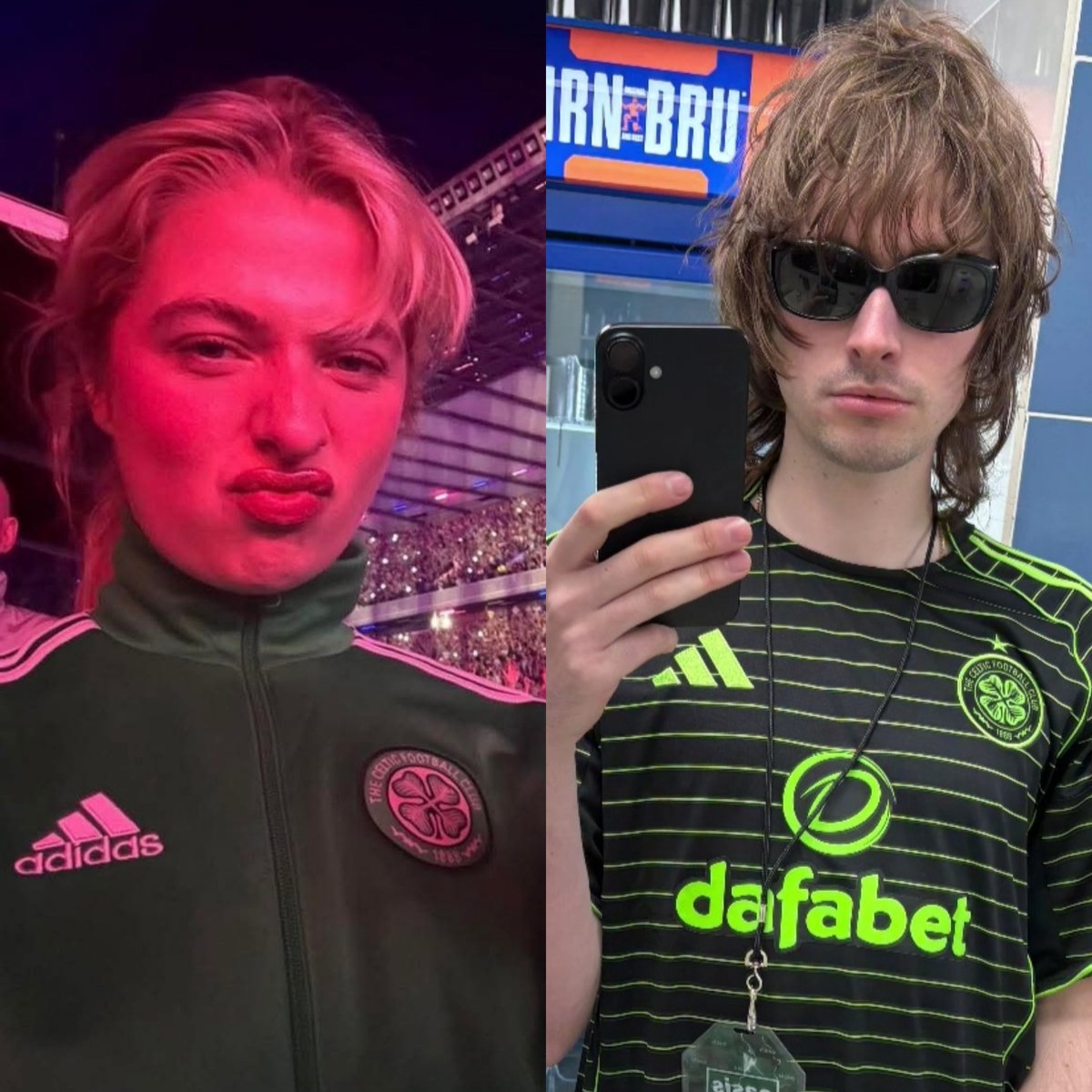 Anaïs Gallagher y Gene Gallagher, hinchas del Celtic de Glasgow 🏴󠁧󠁢󠁳󠁣󠁴󠁿