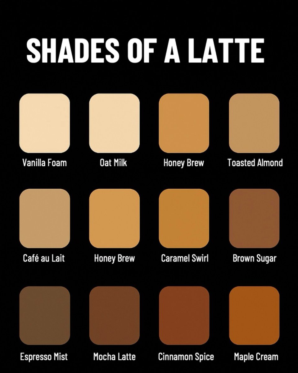 🖤 Shades of a Latte 🤎

From light &amp; creamy to rich &amp; bold, every latte tells its own story. ☕✨ This season’s lineup:
🥛 Vanilla Foam – airy + a kiss of espresso
🌾 Oat Milk Beige – smooth &amp; mellow
🍫 Mocha Mist – flirty cocoa vibes

What’s your latte mood today?