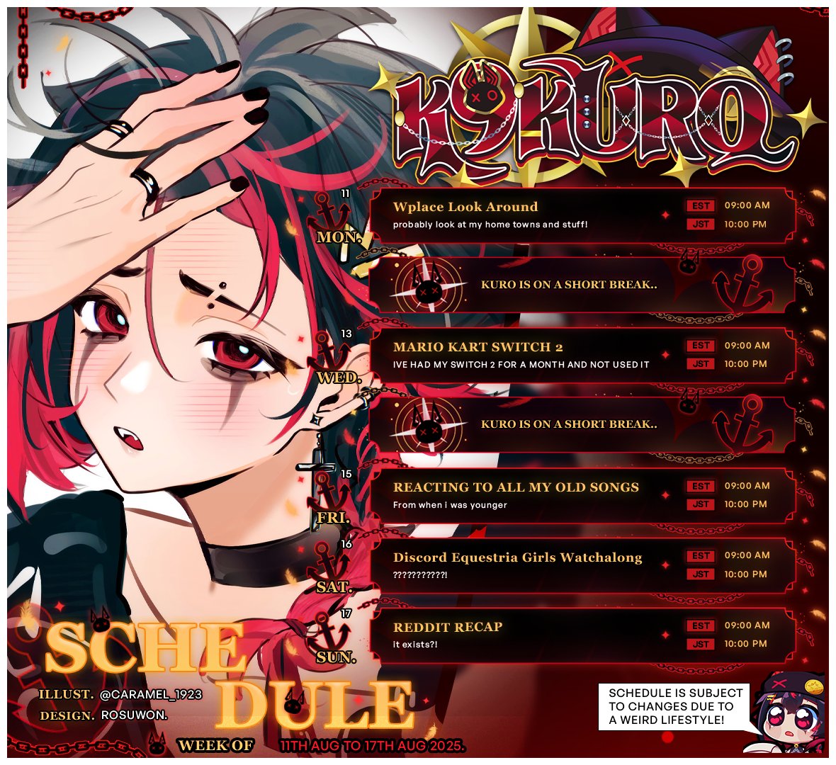 first schedule as an indie vtuber 🤠#K9SCHEDULE ❤️‍🩹