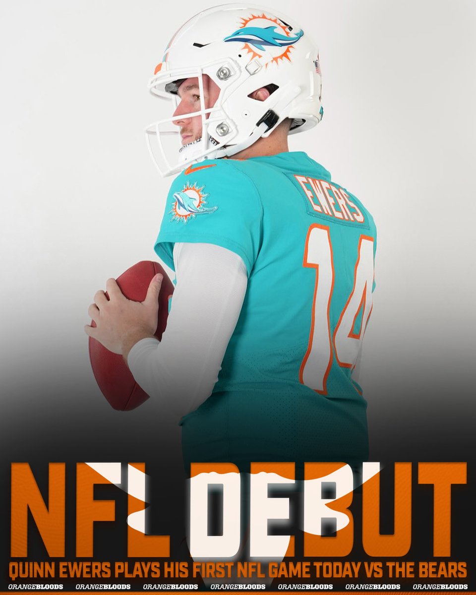 Orangebloods.com (@orangebloods_) on Twitter photo Quinn Ewers makes his NFL DEBUT Today!๐ค
๐ฌ Miami @ Bears ๐ป
โ Noon CT
๐บ NFL Network Quinn Ewers makes his NFL DEBUT Today!๐ค
๐ฌ Miami @ Bears ๐ป
โ Noon CT
๐บ NFL Network