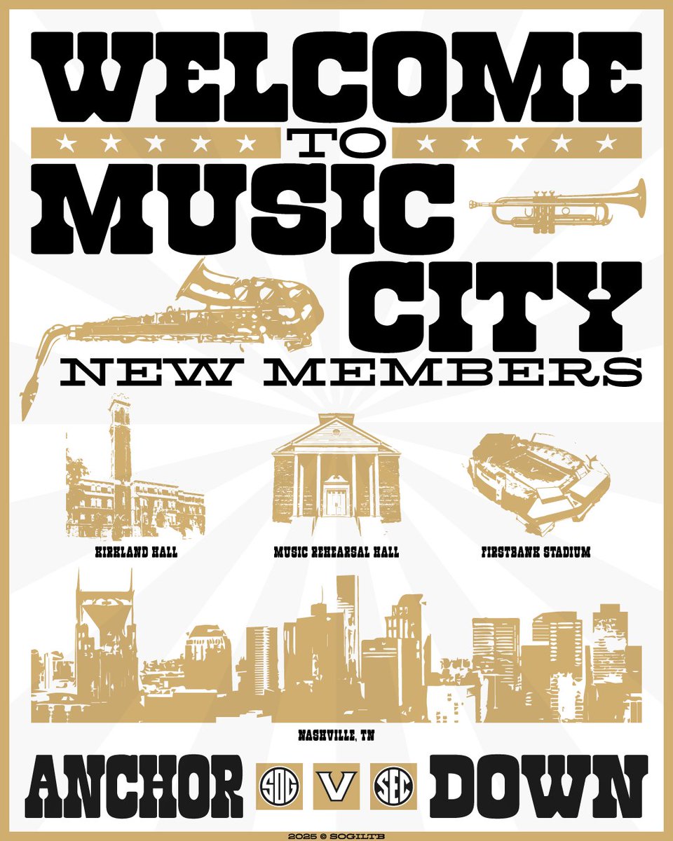 Vanderbilt Marching & Athletic Bands (@vandybands) on Twitter photo Spirit of Gold new members...
WELCOME TO MUSIC CITY!!!
🎵🏙️🎺🤠🎸⚓️🎹🥳🎷🌆🎶
#AnchorDown #SOGILTB
<a href="/vucommodores/">Vanderbilt Athletics</a> <a href="/VanderbiltU/">Vanderbilt University</a> Spirit of Gold new members...
WELCOME TO MUSIC CITY!!!
🎵🏙️🎺🤠🎸⚓️🎹🥳🎷🌆🎶
#AnchorDown #SOGILTB
<a href="/vucommodores/">Vanderbilt Athletics</a> <a href="/VanderbiltU/">Vanderbilt University</a>