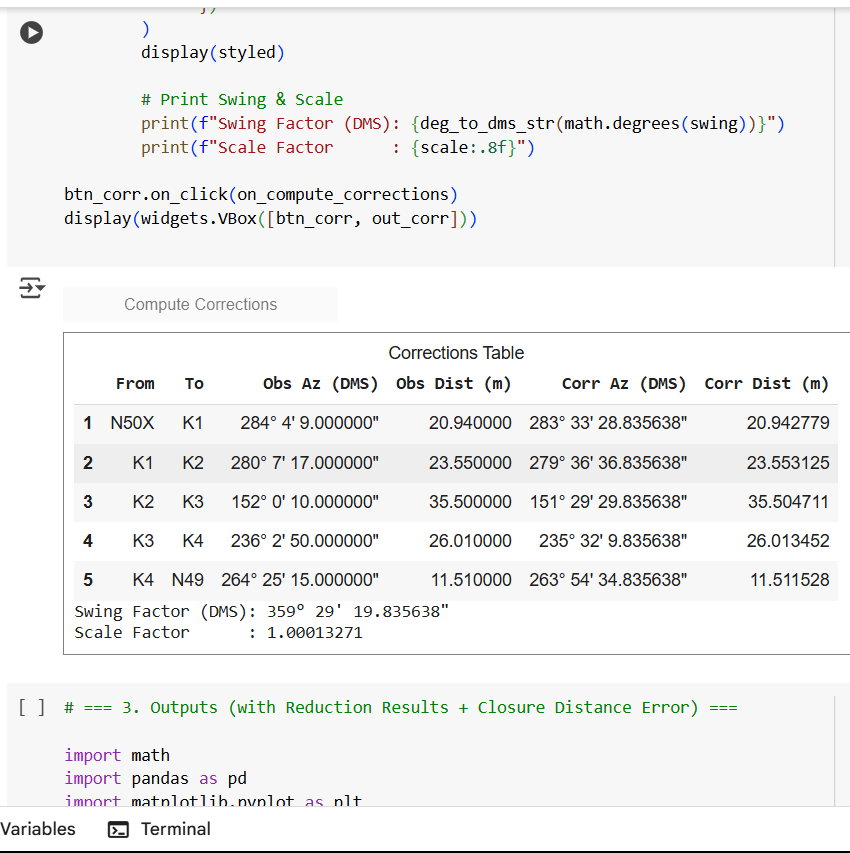 Just finished coding a tool to reduce a resection (raytrace) traverse; no more manual calculations! It;  
Computes swing &amp; scale factors
Spreads errors across traverse points
Checks accuracy within survey tolerances
Perfect for validating beacons &amp; adjusting bearings in the field