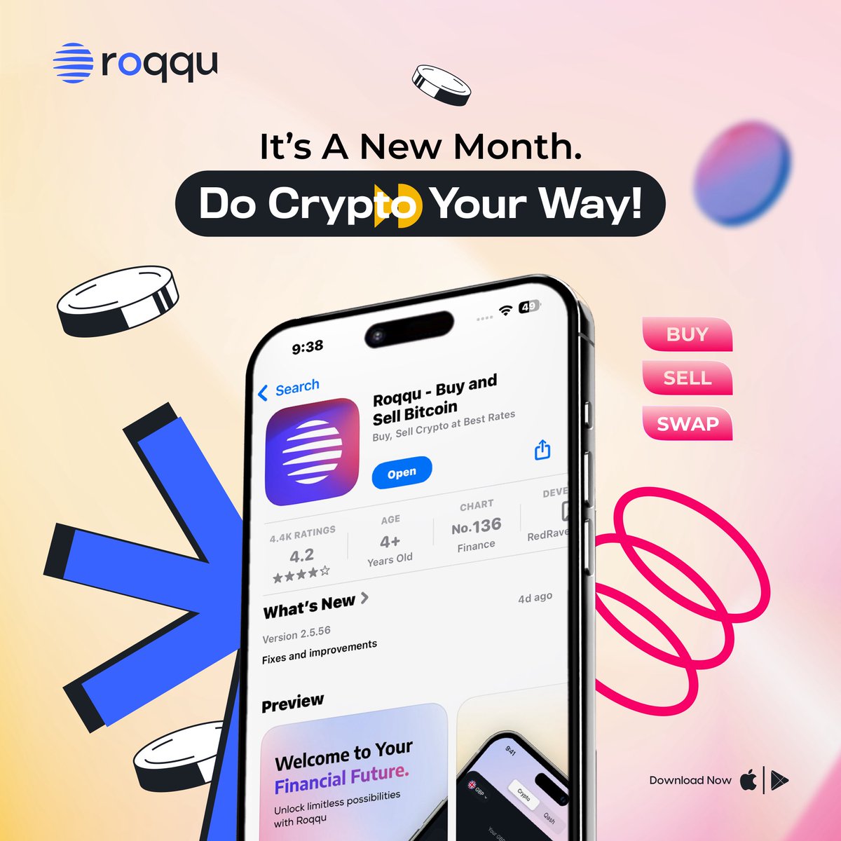 Happy New Month, Roqquians 🎉

New month, new energy. 
Buy, Sell, Swap on your own terms.
Sign up on roqqu using the referral code: Olajose007 

#CryptoYourWay into August 🚀

#CryptoYourWay #NewMonth #RoqquCommunity #JoseCrypt