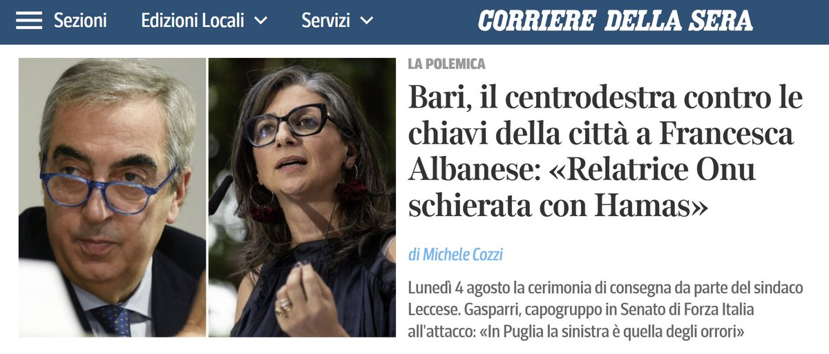Andrea Capecci (@a____capo) on Twitter photo Quando ricevi gli insulti di #Gasparri vuol dire che stai andando benissimo.
Avanti così <a href="/FranceskAlbs/">Francesca Albanese, UN Special Rapporteur oPt</a>! Quando ricevi gli insulti di #Gasparri vuol dire che stai andando benissimo.
Avanti così <a href="/FranceskAlbs/">Francesca Albanese, UN Special Rapporteur oPt</a>!