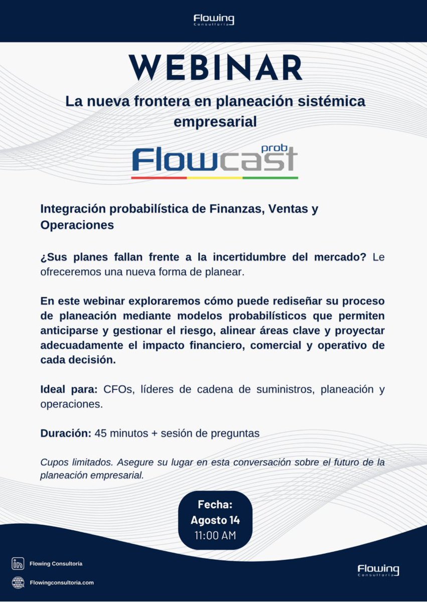 dapovedaj's tweet photo. Forecast Value Added?? Deben estar bromeando.

Desde hace un tiempo se ha venido hablando de "Forecast Value Added" como el gran avance revolucionario en el proceso de planeación de demanda. 

El término suena muy sexy e interesante, pero eso no es más que jugar al concurso de "¿Quién es el mejor adivinador del mes?"

El típico teatro del FVA:
*️⃣ Planeador de demanda: "Yo predije 1.050" 
*️⃣ Ventas: "Yo dije 950" 
*️⃣ Demanda real: 1.029
"Ganador": El que falló por menos unidades 🏆

Pero aquí viene lo mejor: en algunos productos, Planeación de demanda tiene un "menor error" y en otros, Ventas será el "ganador". El mes siguiente puede ser al revés.

Entonces, ¿a quién le damos el premio? 🤷‍♂️

Esto no es ciencia de datos... es bingo corporativo.

El típico "sesgo de confirmación colectiva" tan peligrosamente común en los modelos gerenciales.

La realidad incómoda: estamos premiando la suerte, no la metodología. ¿De verdad el "valor agregado" es ser menos malo que el resto?

Nuestra propuesta disruptiva: dejemos de buscar al oráculo perfecto y migremos a modelos probabilísticos que nos den:

🎲 Rangos inteligentes: "hay 80% probabilidad de vender entre 900-1.100 unidades"
📊 Incertidumbre cuantificada: sabemos qué tan incierta es la demanda de cada SKU
⚖️ Decisiones basadas en riesgo: de acuerdo con políticas claramente establecidas y consensuadas
🔄 Escenarios automáticos: el sistema ya tiene Plan A, B y C listos

El mensaje es simple: en lugar de coronar al "menos equivocado", apoyémonos en modelos que abracen la incertidumbre inherente del futuro y la conviertan en ventaja competitiva.

El futuro de la planeación de demanda no es adivinar mejor... es planificar más inteligentemente.

¿Quiere aprender más? Acompáñenos en el webinar que dictaremos este 14 de agosto y descubra los conceptos fundamentales del modelo probabilístico de planeación de demanda.

Reserve su cupo aquí: https://t.co/KkybPKwLRg

https://t.co/xWpWkS6x6H