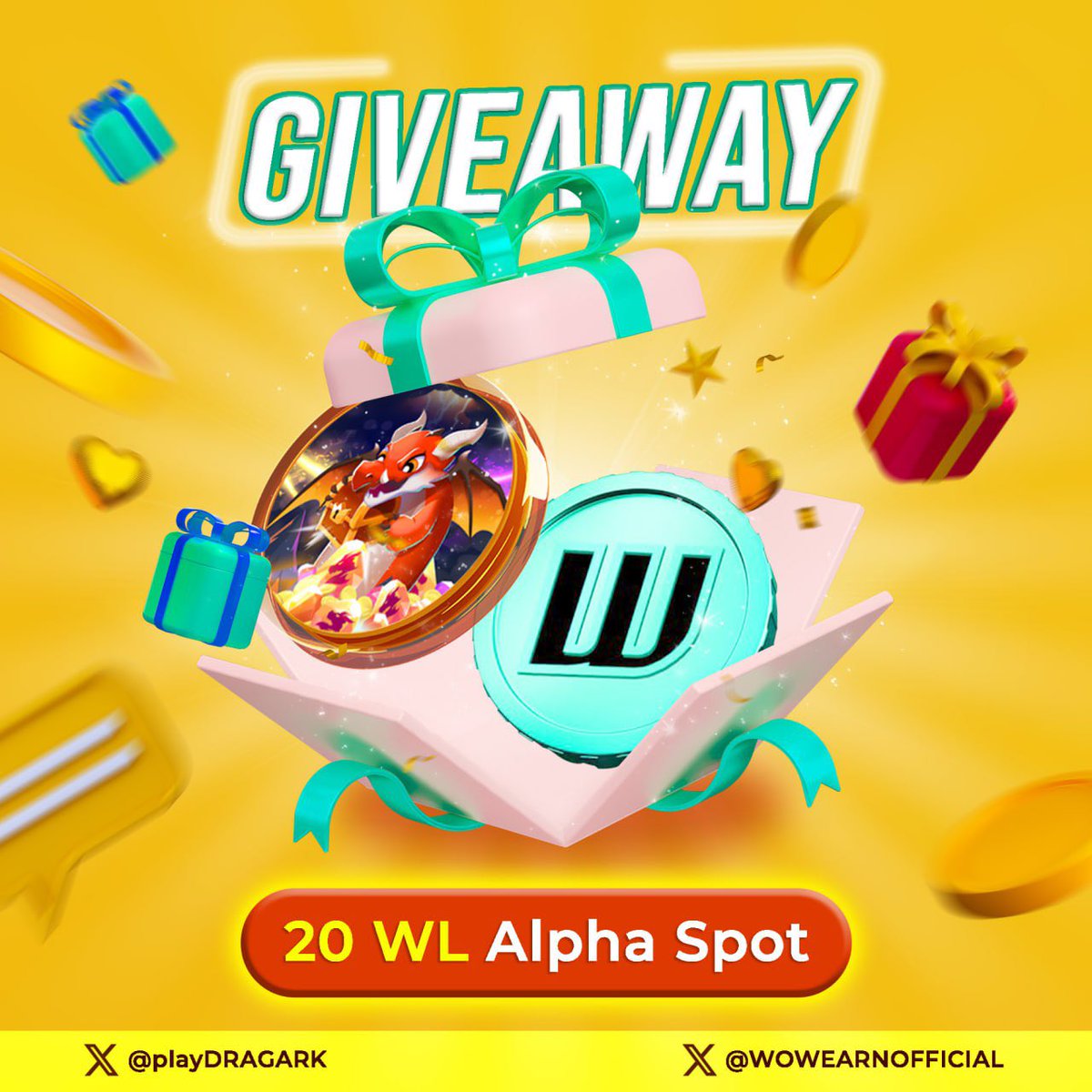 🔥 DRAGARK x <a href="/WOWEARNENG/">WOW EARN</a> Giveaway Alert! 🔥

🎁 20 WL Alpha spots up for grabs – your gateway to early access with Dragark!

How to enter: ✅ Like &amp; RT
✅ Comment your #Starknet wallet below!

Join the hype as we gear up for Dragark Mainnet Season 2!

#Giveaway #Season2AlphaPass