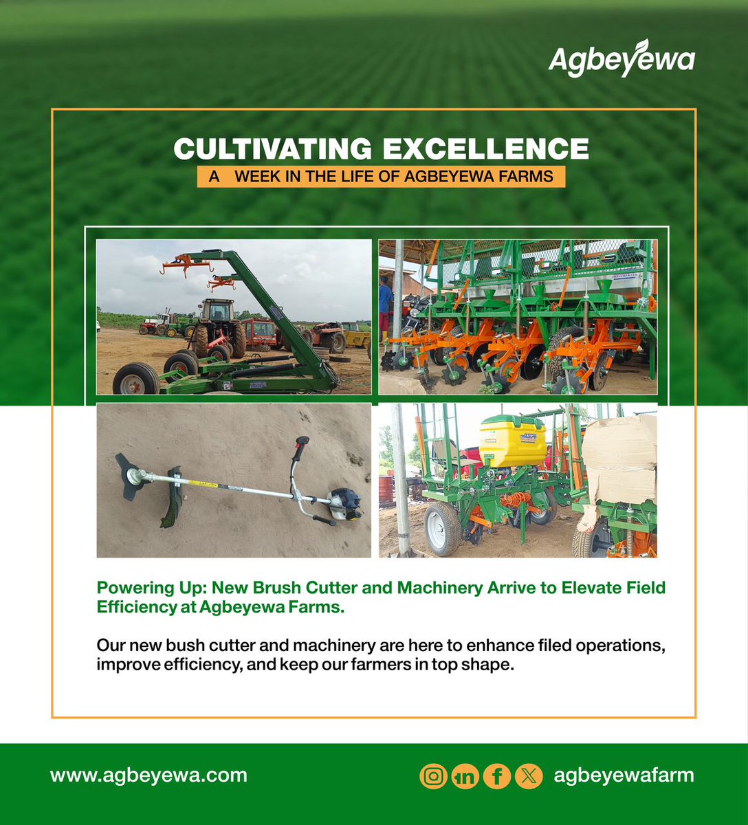 Driving Growth, Innovation, and Impact at Agbeyewa Farms

Last week has been remarkable for us at Agbeyewa Farms as we continue to raise the bar in agricultural excellence

#Agriculture #Innovation #Sustainability #FoodSecurity #AgbeyewaFarms #Farming #NigeriaAgriculture #Ekiti
