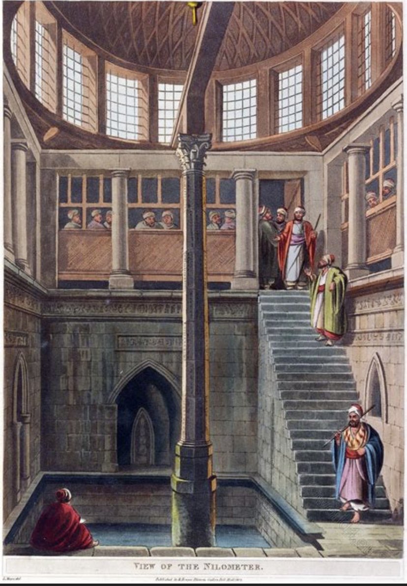 The Nilometer originated in pharaonic times and is a structure for measuring the NileRiver's water level during the annual flood season in Egypt. It was essential to predict the agricultural cycle and warn the population of problems related to the Harvest of grain #FolkloreSunday