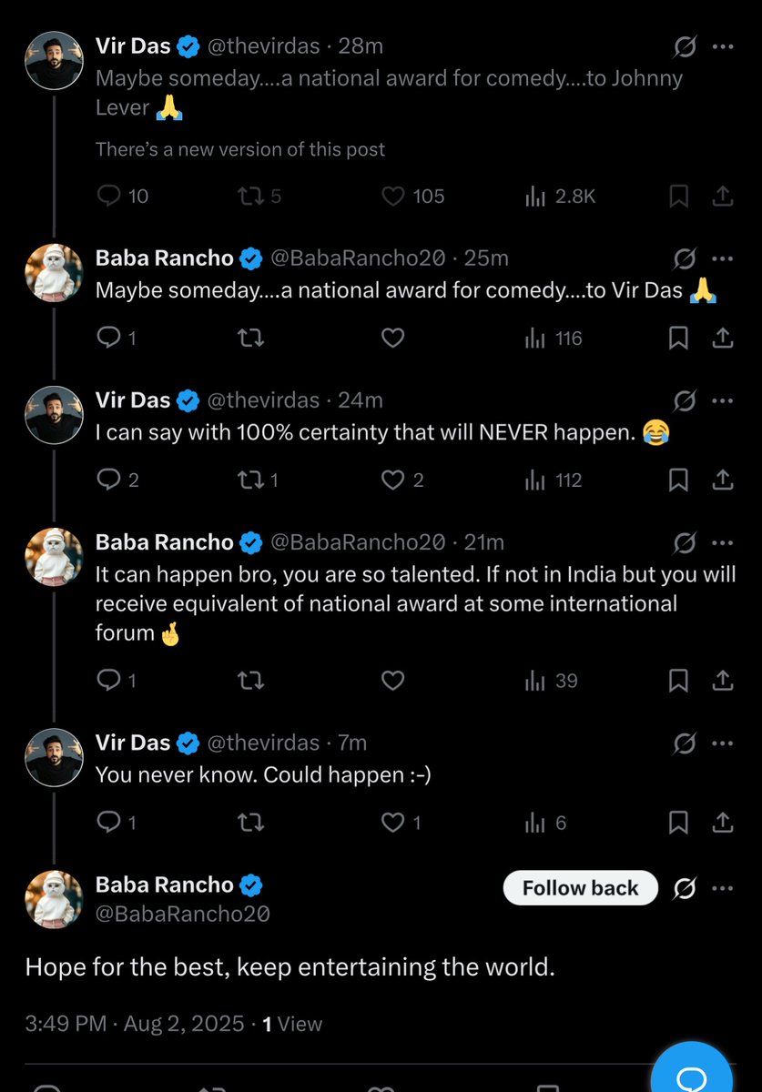 This was a sweet chat on X. Unusual, but happens sometimes :-)