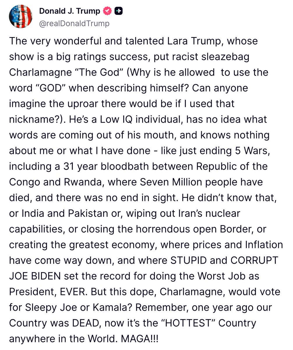 Trump goes off on “racist sleazebag” Charlamagne: