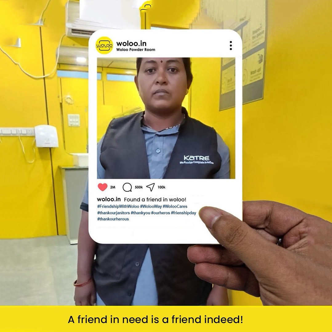 💛 Found a friend in Woloo!

Here’s to our frontline heroes who care for us daily.

A friend in need is a friend indeed.

Download Woloo App - woloo.page.link/D1Px

#FriendshipWithWoloo #WolooCares #ThankOurJanitors #FriendshipDay #OurHeroes