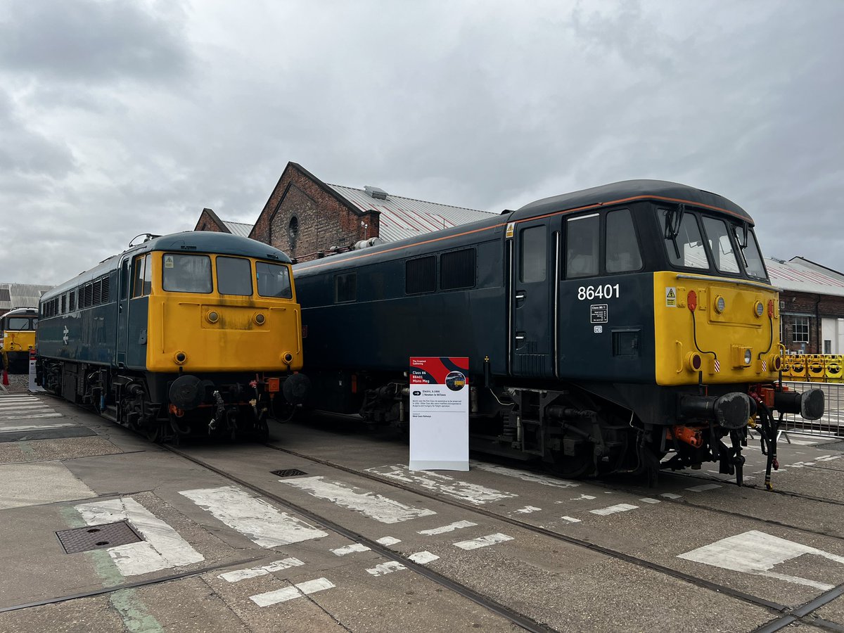 railcamlive's tweet photo. ⚡️Danger Danger, High Voltage ⚡️
Some of the wonderful electric locomotives on view at The Greatest Gathering
📸 #Class86 86101 ‘William Stanier FRS’ & #Class87 87002 ‘Royal Soverign’ courtesy of @LocoServicesGrp
📸 #Class91 91150 ‘National Railway Museum 50 Years 1975-2025’ courtesy of @LNER
📸 #Class89 89001 ‘Avocet’ courtesy of @LocoServicesGrp & #Class92 92011 courtesy of @DBCargoUK
📸 #Class85 85006 courtesy of AC Locomotive Group & #Class86 86401 ‘Mons Meg’ courtesy of @westcoastrail
@greatestgather @railway200 @Alstom @AlstomUK