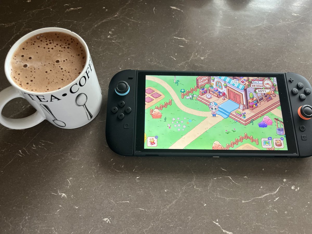 Cozy morning with a double chocolate mocha and Cottonville 
#Cottonville #NintendoSwitch2
