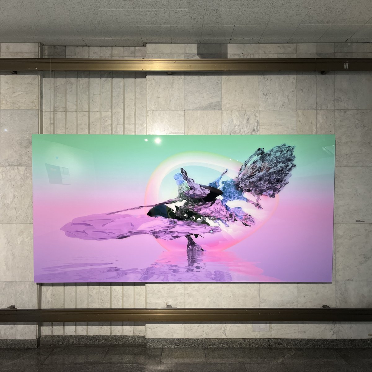VirtualStepan's tweet photo. “City of the Sun” at the Ukrainian House.
Color and light enter into dialogue with marble and geometry.
The work doesn’t just hang on the wall — it turns it into a breathing surface.
#StepanRyabchenko https://t.co/X2rc8mtarl