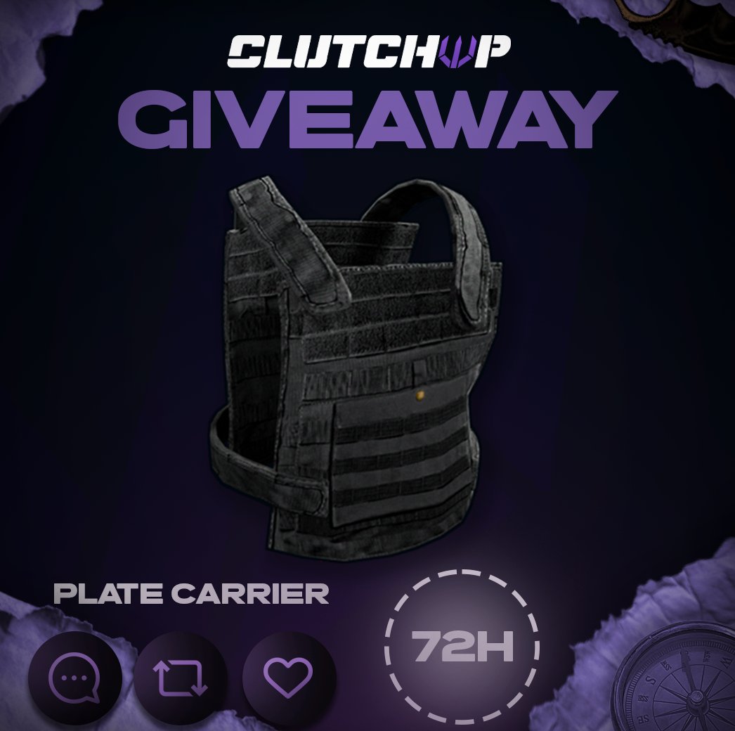 Weekend Rust Giveaway! ($100) 🎉 

Plate Carrier | Black

Follow us✅
Retweet + Tag a friend✅
Drop your ClutchUp Username below✅

Rolling in 3 Days. Good luck 😀