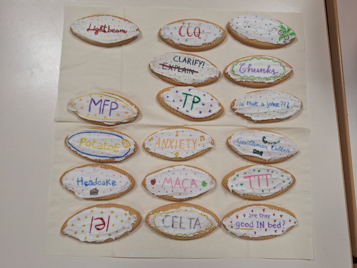 A lovely end to a lovely course at <a href="/IHMilan/">IH Milan</a> - goodbye iced biscuits with some essential CELTA terminology #studyCELTA #teachEnglish #ELT