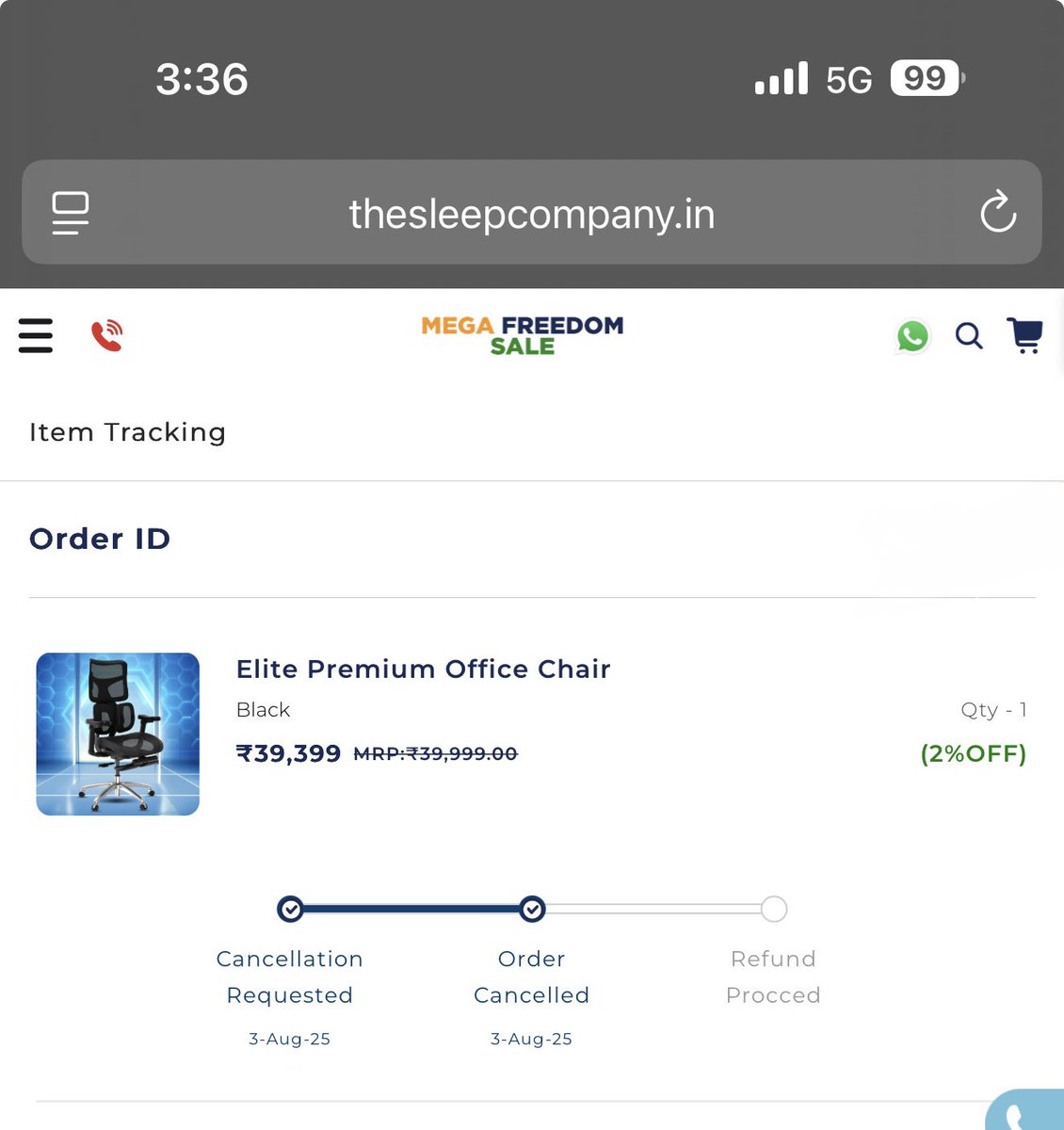 Dr Md Rizwan (@dr_rizwan_) on Twitter photo I ordered a mattress from The Sleep Company on July 27th from the Patna City Centre Mall store. They gave me an expected delivery date of 4 to 7 August. 
However, they called me today to inform me that the mattress wasn’t delivered on time and the delivery date has been I ordered a mattress from The Sleep Company on July 27th from the Patna City Centre Mall store. They gave me an expected delivery date of 4 to 7 August. 
However, they called me today to inform me that the mattress wasn’t delivered on time and the delivery date has been