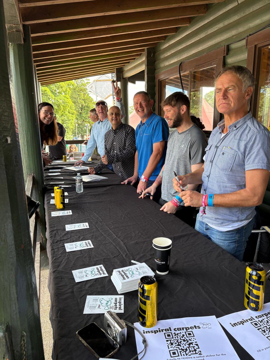 Tim_Burgess's tweet photo. Yeah! @inspiralsband are here to sign vinyl copies of Inspiral Carpets Live At Tim Peaks (which was recorded on Friday afternoon) https://t.co/JIpk4ZFO2u