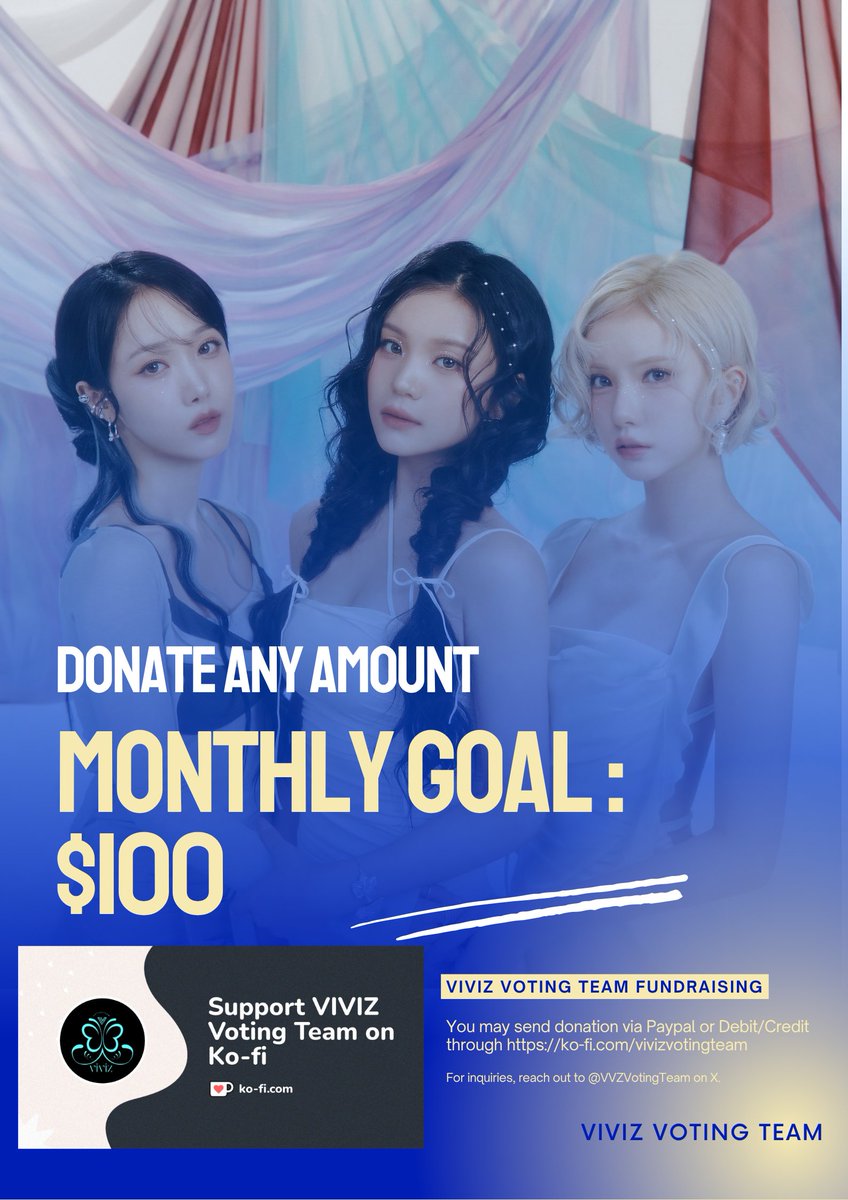 VVZVotingTeam's tweet photo. 📣 We're launching a monthly fundraising initiative to boost our voting power! Our goal is to raise $100 monthly to support VIVIZ! Every vote counts, and your donation directly impacts their chances of winning.  Donate now and let's make a difference!

https://t.co/GgjJJ6mvyc https://t.co/AP8dfW26sf