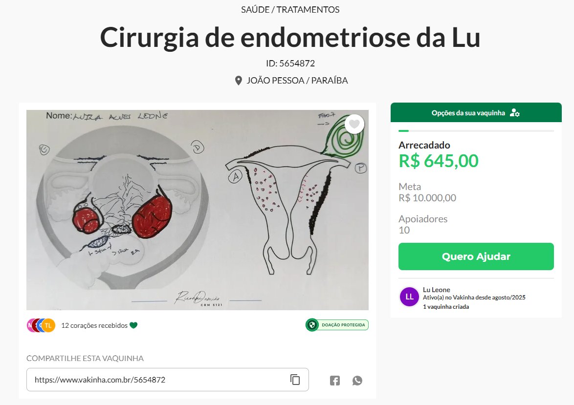 cademeuchapeu's tweet photo. Eu não queria estar passando por isso, mas tô. A endometriose venceu e preciso de uma cirurgia delicada mas com custo alto, apesar do plano cobrir a maior parte. Criei uma vaquinha e qualquer ajuda, seja doação ou RT, já ajuda.
💛 https://t.co/qGEmsHo4KO
#Endometriose #RTdoBem https://t.co/2lG3MPSVgr