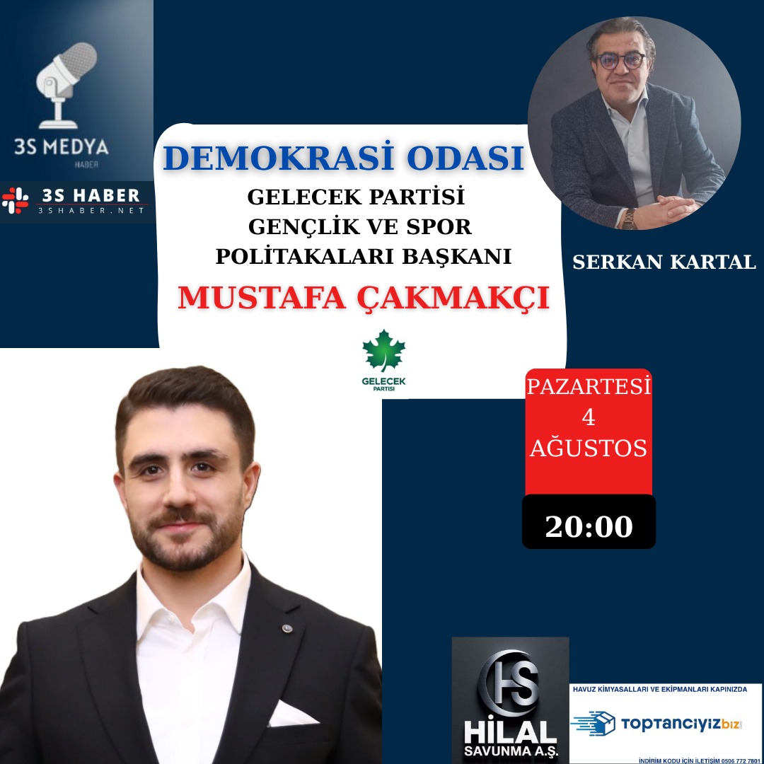 3S HABER (@3smedya_resmi) on Twitter photo #DemokrasiOdası Yarın Saat 20:00 Konuğumuz <a href="/GelecekPartiTR/">Gelecek Partisi</a> Gençlik Ve Spor Politikaları Başkanı
Sn <a href="/MstafaCakmakci/">Mustafa Çakmakçı</a> İle Gündeme Dair Herşeyi Konuşacağız.Sorularınızı Sosyal Medya Hesaplarımızdan İletebilirsiniz <a href="/Ahmet_Davutoglu/">Ahmet Davutoğlu</a> <a href="/Serkan_Kartal_/">Serkan Kartal</a>
👇👇
youtube.com/channel/UC09Dq… #DemokrasiOdası Yarın Saat 20:00 Konuğumuz <a href="/GelecekPartiTR/">Gelecek Partisi</a> Gençlik Ve Spor Politikaları Başkanı
Sn <a href="/MstafaCakmakci/">Mustafa Çakmakçı</a> İle Gündeme Dair Herşeyi Konuşacağız.Sorularınızı Sosyal Medya Hesaplarımızdan İletebilirsiniz <a href="/Ahmet_Davutoglu/">Ahmet Davutoğlu</a> <a href="/Serkan_Kartal_/">Serkan Kartal</a>
👇👇
youtube.com/channel/UC09Dq…