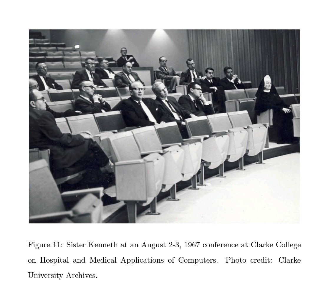 She is a 🔥 Image: Sister Mary Kenneth Keller, the first person to earn a PhD in computer science 🖥️ at an August 2-3, 1967 conference at Clarke College on Hospital and Medical Applications of Computers. Photo credit: Clarke University Archives.
#churchandscience 🇺🇸