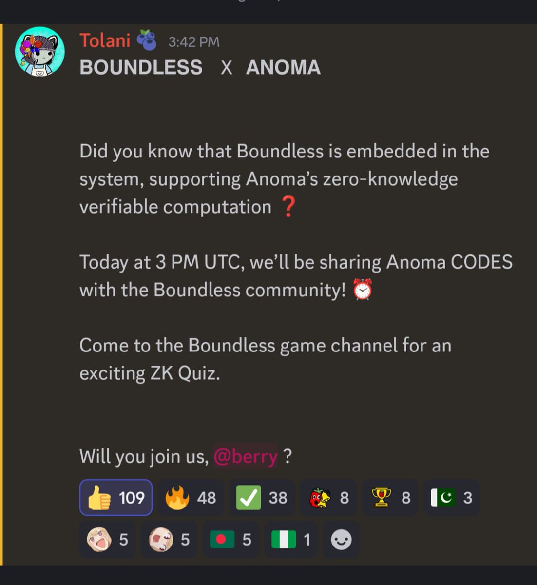 Boundless x Anoma is official.

<a href="/Tola_niii/">Tolani</a> Just announced in the Discord Boundless is now embedded directly into Anoma’s system, powering zero-knowledge verifiable computation at the protocol layer. This isn't just a plug-in integration. It's a deep zk handshake between a