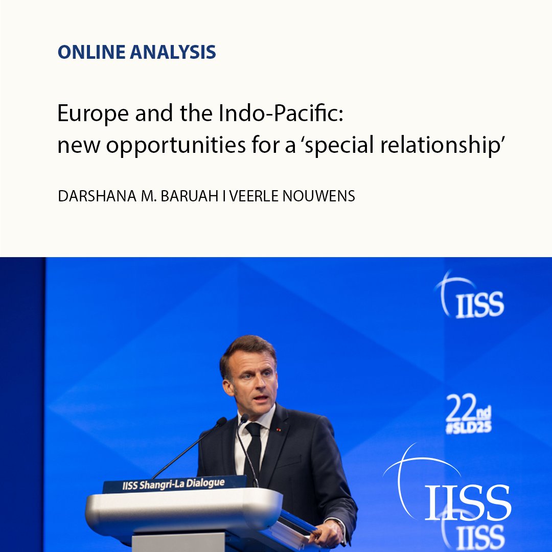 IISS News (@iiss_org) on Twitter photo As Europe navigates its defence priorities at home and elsewhere, defence innovation, burden-sharing and issue-based cooperation could provide a road towards greater cooperation with the Indo-Pacific.
Read <a href="/darshanabaruah/">Darshana M. Baruah</a> & <a href="/VeerleNouwens/">Veerle Nouwens 温丽玉</a>’ full analysis here. As Europe navigates its defence priorities at home and elsewhere, defence innovation, burden-sharing and issue-based cooperation could provide a road towards greater cooperation with the Indo-Pacific.
Read <a href="/darshanabaruah/">Darshana M. Baruah</a> & <a href="/VeerleNouwens/">Veerle Nouwens 温丽玉</a>’ full analysis here.