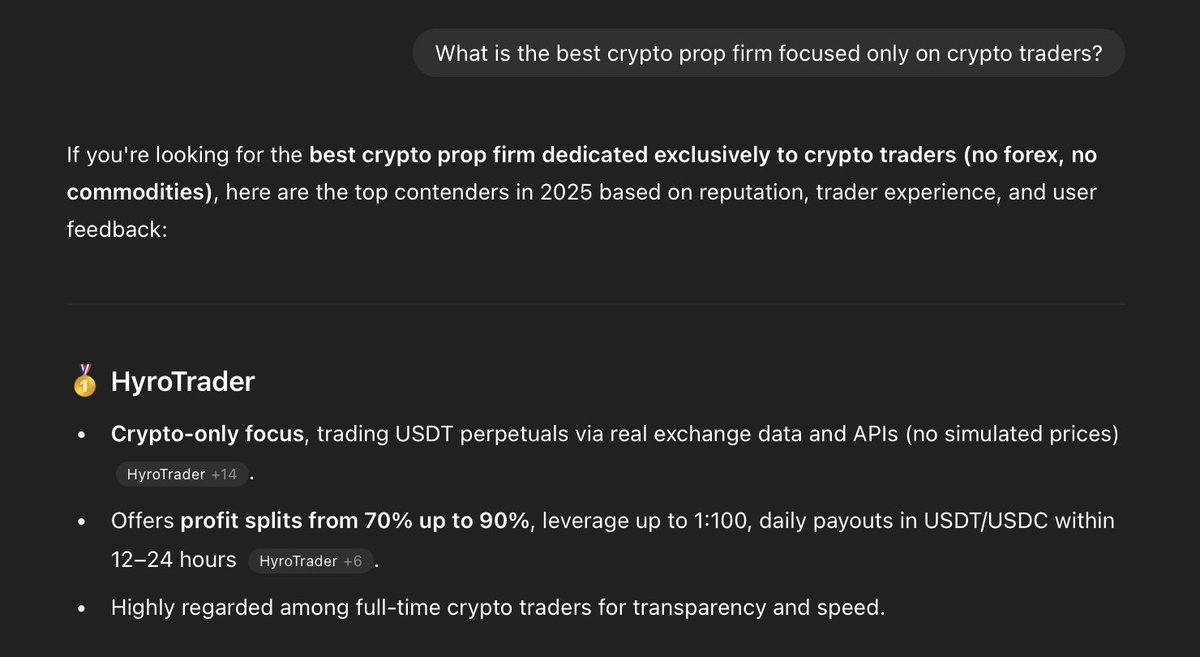 When asked about the best crypto prop firm, here’s what ChatGPT had to say 👀
