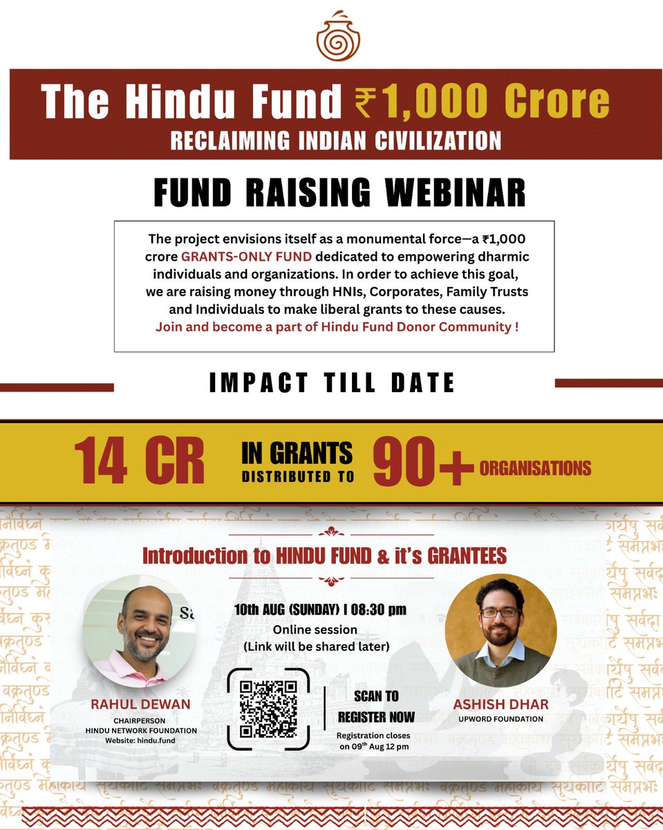 Mark your calendars: 10th August! Ashish Dhar joins Rahul Dewan to speak about Unified Production House (UPH), a bold new platform powering the Hindu narrative through content, toolkits &amp; mass media.
Don’t miss it.
Register: survey.zohopublic.in/zs/eNgVeL
<a href="/infinitchy/">Ashish Dhar</a> <a href="/RahulDewanV2/">Rahul Dewan</a>