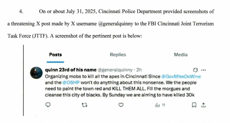 renmusb1's tweet photo. Scott Hanna, 30, accused of threatening to kill 30K Black people in Cincinnati days after megaviral attack video was arrested Friday morning on one ct of making interstate communications with a threat to injure, after Cincinnati PD sent screenshots of July 31 post to the FBI’s Terrorism Task Force.😖