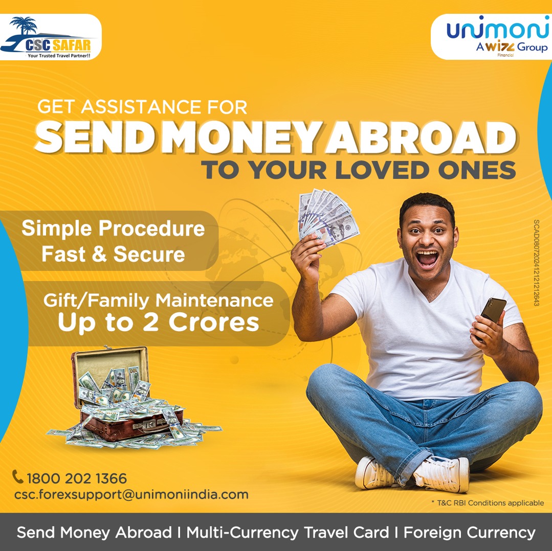 CSCegov_'s tweet photo. Want to send money abroad to your Friends, Family & some other purpose?

Login to https://t.co/IMCngyMQxi

Also, Get Hassle-free Services like Travel Cards, Buy & Sell Foreign Currency, and much more.

For any issue, contact csc.forexsupport@unimoniindia.com or call on 18002021366

#CSC #DigitalIndia #UnimoniIndia #Unimoni #CSCSafar #CSCTravelService #CSCForexService #ForexService #Forex #DigitalInclusion #ForexExchange #RuralEmpowerment #ForeignExchange #CSCSafarService