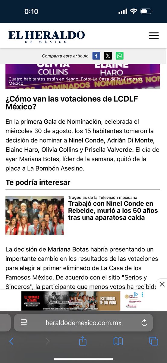 moyoloben's tweet photo. El @heraldodemexico se equivoco en la nota de ayer al decir que las nominación de @LaCasaFamososMx fue el 30 de agosto y en si fue el 30 de julio https://t.co/DZMFsysU9l