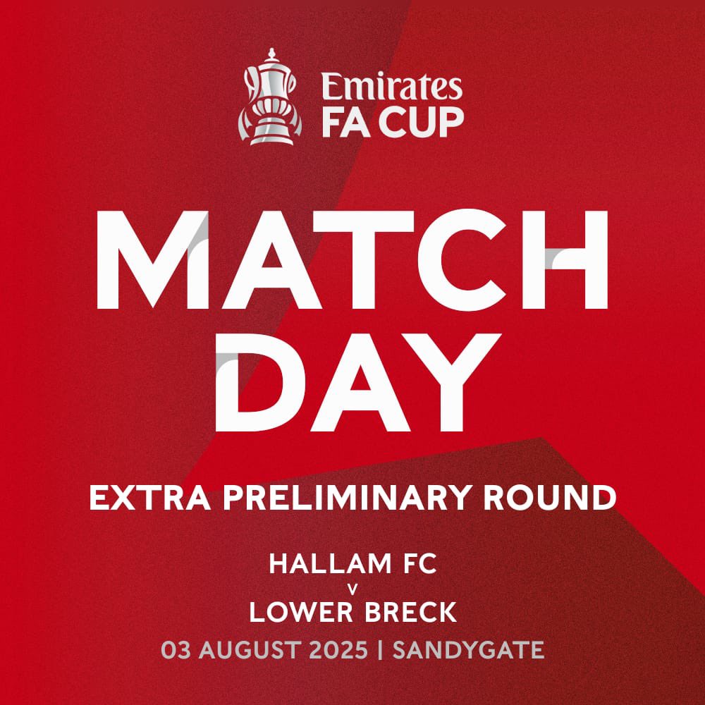 Hallam FC (@hallamfc1860) on Twitter photo MATCHDAY ๐
๐ <a href="/EmiratesFACup/">Emirates FA Cup</a>
๐ <a href="/lowerbreck/">LOWER BRECK FC</a>
๐๏ธ Sandygate
๐ 2:00pm KO
๐๏ธ ยฃ9 Adults
๐ซ ยฃ6 Concessions
๐ง ยฃ2 Under 12s with paying adult
Here we go again! Come and back The Countrymen on this afternoon! ๐๐ป
#HallamFC MATCHDAY ๐
๐ <a href="/EmiratesFACup/">Emirates FA Cup</a>
๐ <a href="/lowerbreck/">LOWER BRECK FC</a>
๐๏ธ Sandygate
๐ 2:00pm KO
๐๏ธ ยฃ9 Adults
๐ซ ยฃ6 Concessions
๐ง ยฃ2 Under 12s with paying adult
Here we go again! Come and back The Countrymen on this afternoon! ๐๐ป
#HallamFC