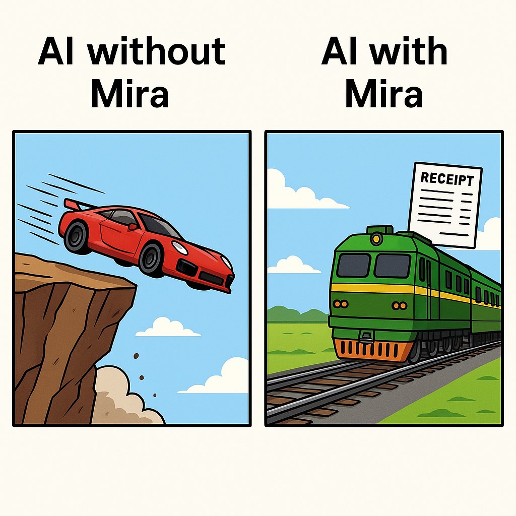 TheoneTheonly (Ø,G) (@goetheonly) on Twitter photo GM
moving fast means nothing if you're heading the wrong way
AI is growing fast. but without proof it means nothing.
<a href="/Mira_Network/">Mira (3/3)</a> adds the proof verified answers or nothing
gMira and happy Sunday guys GM
moving fast means nothing if you're heading the wrong way
AI is growing fast. but without proof it means nothing.
<a href="/Mira_Network/">Mira (3/3)</a> adds the proof verified answers or nothing
gMira and happy Sunday guys