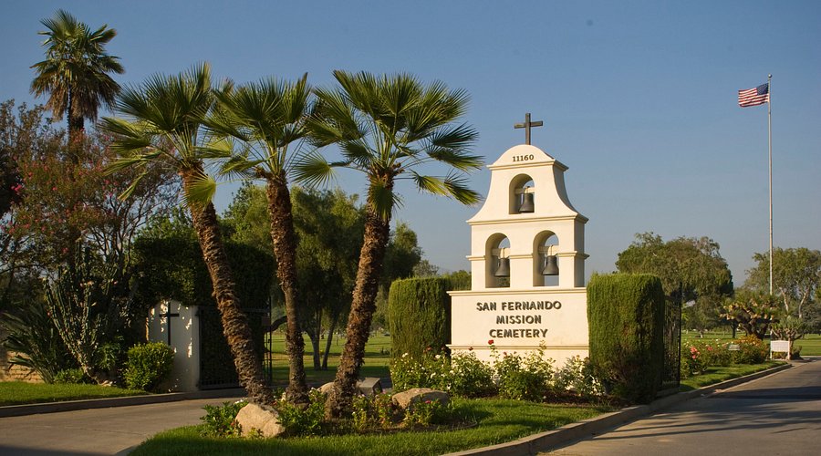 Mission San Fernando Rey de España, founded in 1797, is connected to a Catholic cemetery that serves as the resting place of Western stars like Walter Brennan and Chuck Connors, as well as Bob Hope, Ritchie Valens, William Frawley and others.
