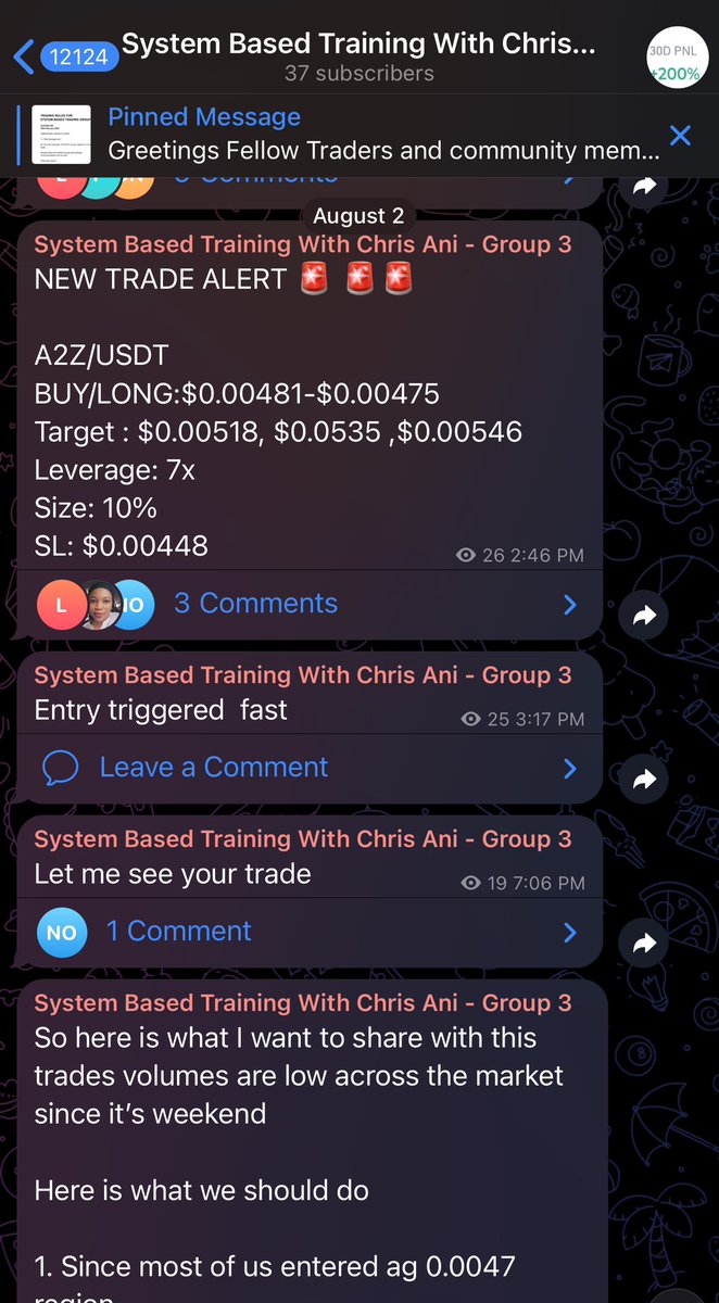 iamchrisani's tweet photo. Saturday Trade Signals = Sunday Morning Profit inside the Systems based trading Community.  
Crossed first TPTrading #A2ZUSDT https://t.co/7z7a2OX0oF