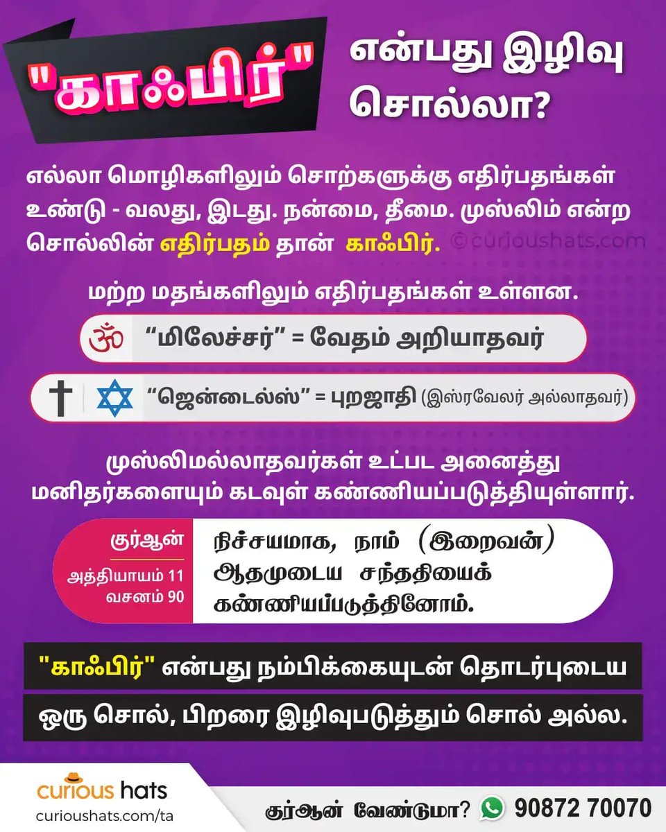 nasullaOfficial's tweet photo. 🚫 *பரப்புரை:* இந்துக்களை 'காஃபிர்கள்' என்று முஸ்லிம்கள் இழிவுபடுத்துகிறார்கள்

📢 *அதிகமாக ஷேர் செய்து  பரப்புரையை முறியடியுங்கள்* 👇 https://t.co/Zev51psGAA