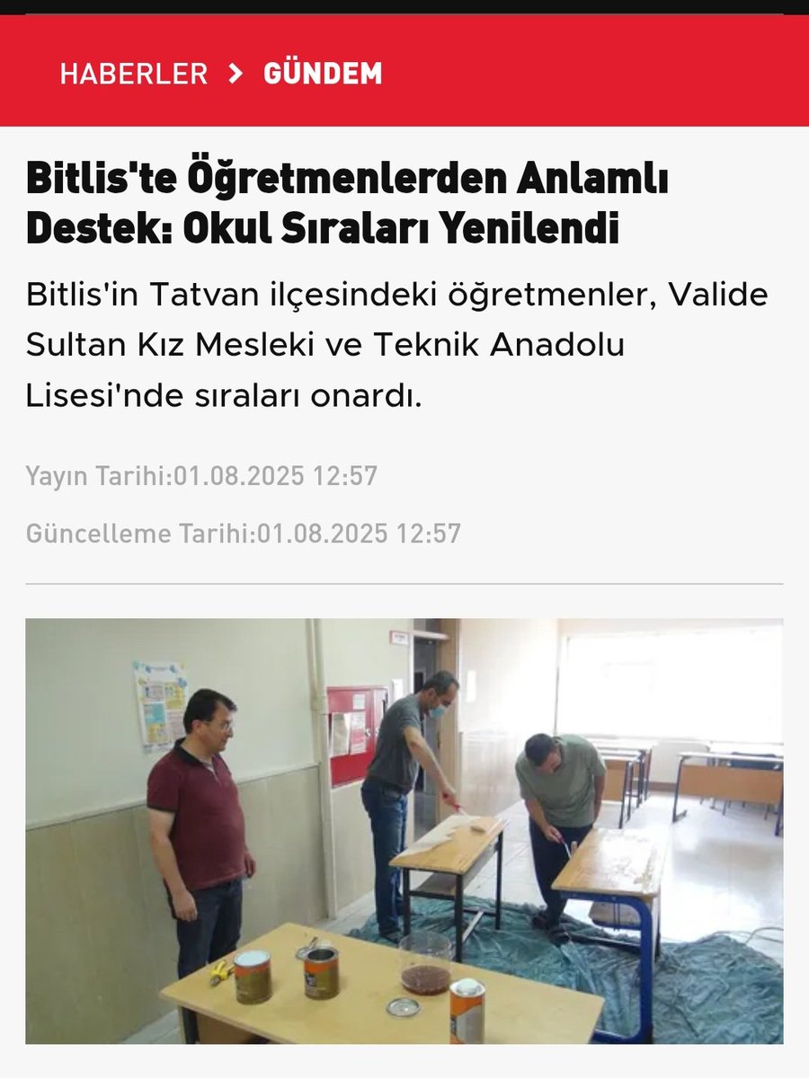 ValideMtal's tweet photo. Okulumuz eski sıra masaları öğretmen ve idarecilerimizin yaz tatilindeki özverili çalışması ile yenilendi. Emeği geçenlere sonsuz teşekkürler🙏🙏🙏
@yigitydemirer 
@tatvankay 
@Bitlis_Mem 
@tatvanmem13 https://t.co/2ahHdzwVGY