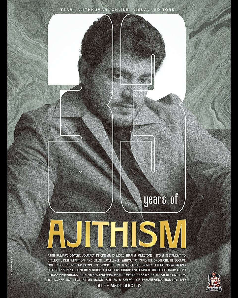 prabiin_'s tweet photo. 33 YEARS. 1 MAN. MILLIONS OF HEARTS ❤️‍🔥"

From Amaravathi to Good Bad Ugly, he didn't just act — he inspired.

A journey filled with passion, pain, and pure dominance. #AjithKumar  #33YearsOfAJITHISM https://t.co/x5cIkpjgIl